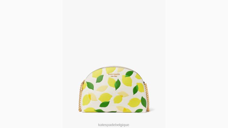 sac à bandoulière en forme de dôme à double fermeture éclair en relief Morgan Lemon Toss Kate Spade femmes accessoires D8288120 parchemin multi