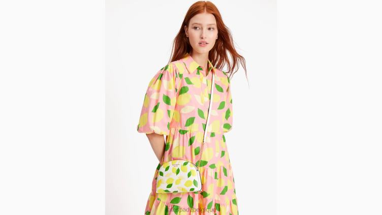 sac à bandoulière en forme de dôme à double fermeture éclair en relief Morgan Lemon Toss Kate Spade femmes accessoires D8288120 parchemin multi