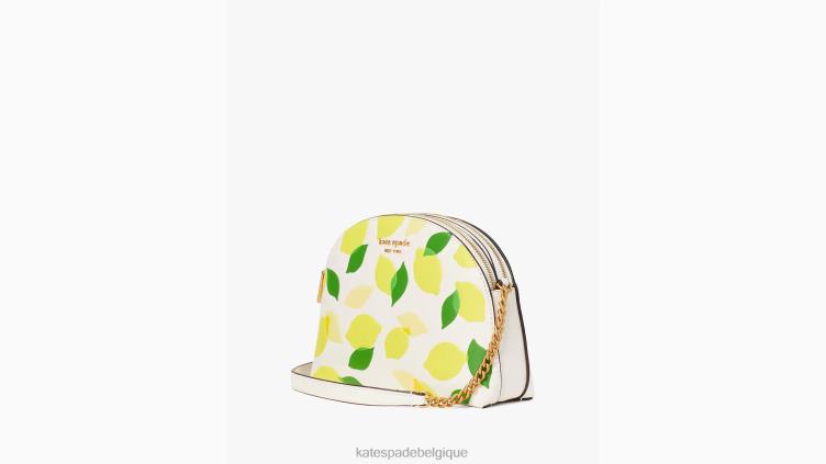 sac à bandoulière en forme de dôme à double fermeture éclair en relief Morgan Lemon Toss Kate Spade femmes accessoires D8288120 parchemin multi
