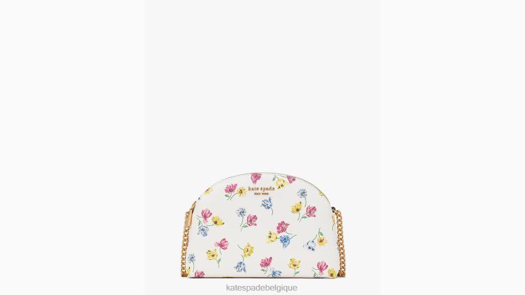 sac à bandoulière en forme de dôme à double zip Morgan Tulip Toss Kate Spade femmes accessoires D8288439 crème multi