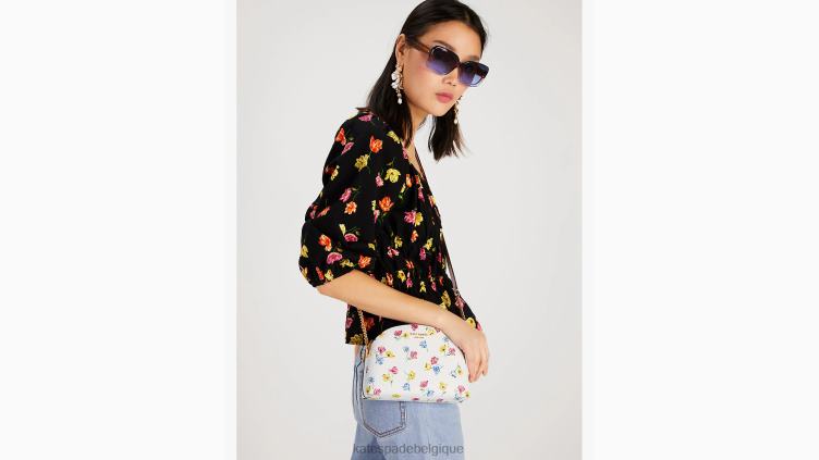 sac à bandoulière en forme de dôme à double zip Morgan Tulip Toss Kate Spade femmes accessoires D8288439 crème multi