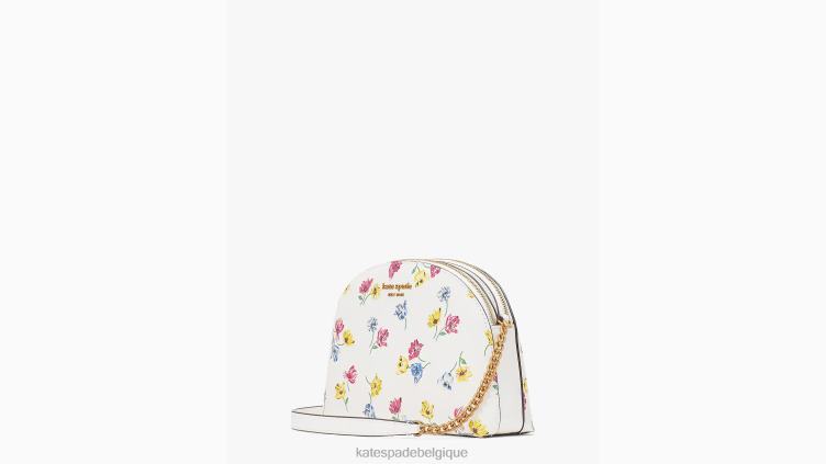 sac à bandoulière en forme de dôme à double zip Morgan Tulip Toss Kate Spade femmes accessoires D8288439 crème multi
