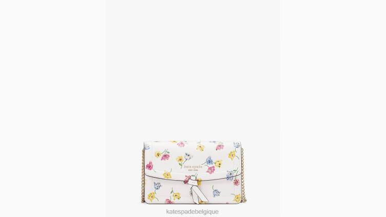 sac à bandoulière à rabat gaufré en mélange de tulipes Knott Kate Spade femmes accessoires D8288420 crème multi
