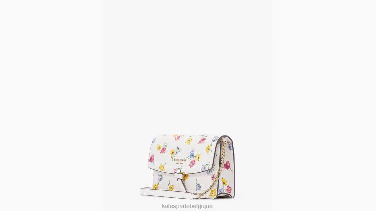 sac à bandoulière à rabat gaufré en mélange de tulipes Knott Kate Spade femmes accessoires D8288420 crème multi