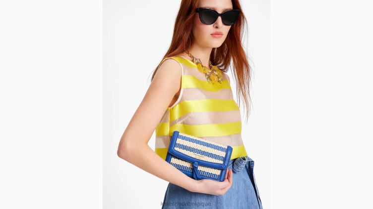sac à bandoulière à rabat rayé Kate Spade femmes accessoires D8288327 classique bleu multi