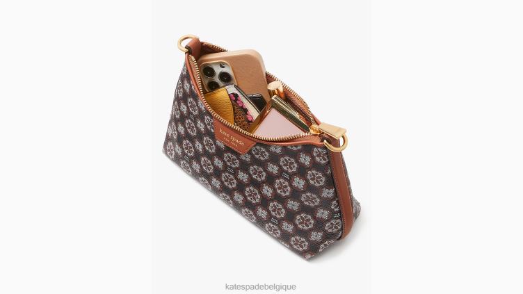 sac à bandoulière zippé en toile enduite à monogramme fleuri Kate Spade femmes accessoires D8288310 naturel multi