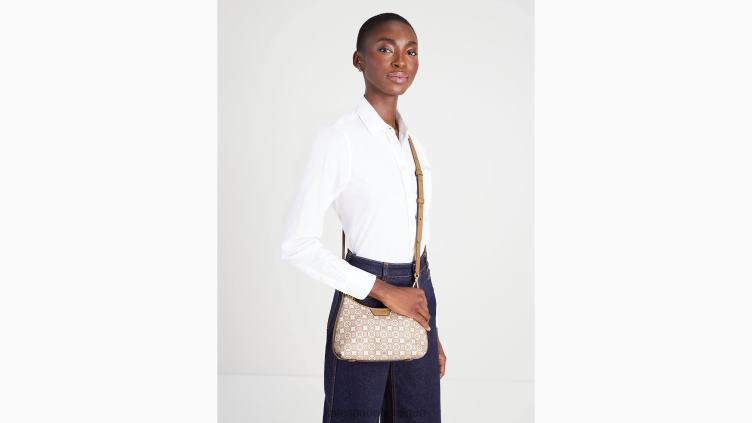 sac à bandoulière zippé en toile enduite à monogramme fleuri Kate Spade femmes accessoires D8288310 naturel multi