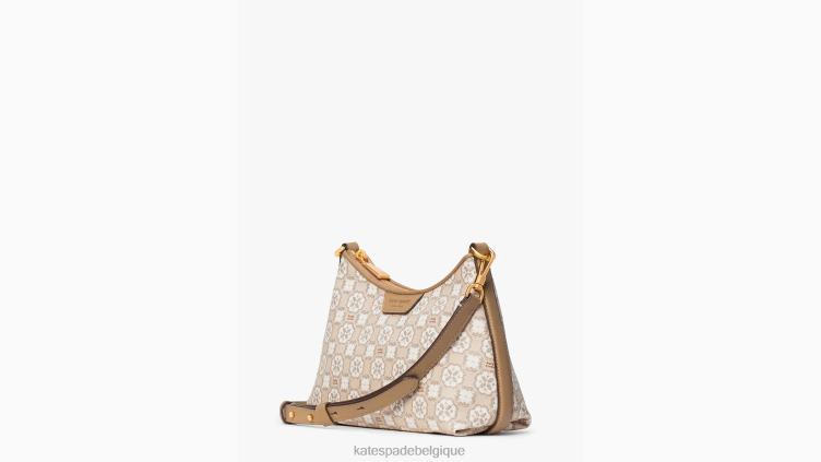 sac à bandoulière zippé en toile enduite à monogramme fleuri Kate Spade femmes accessoires D8288310 naturel multi