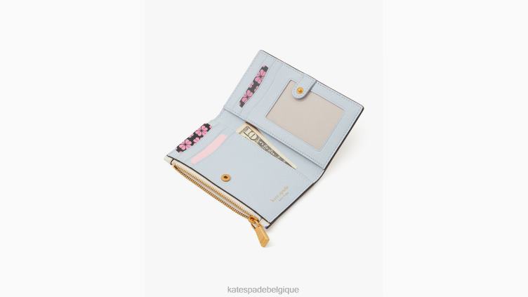 Morgan - Petit portefeuille à deux volets fin à lancer de tulipes Kate Spade femmes accessoires D8288368 crème multi