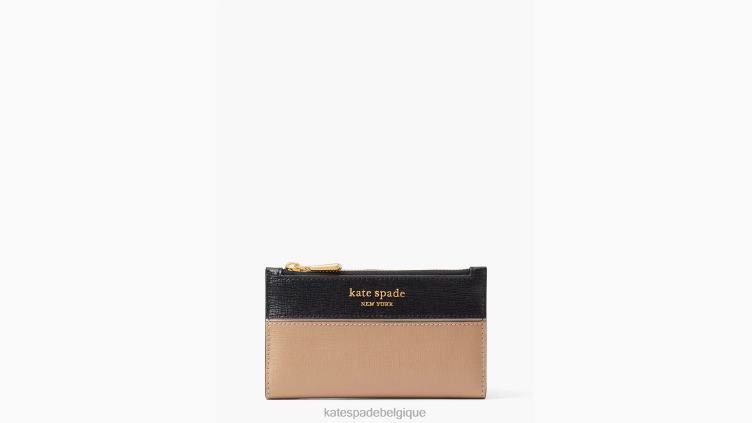 Morgan - Petit portefeuille fin à deux volets aux couleurs contrastées Kate Spade femmes accessoires D8288356 café moka multi