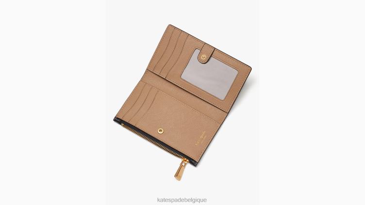 Morgan - Petit portefeuille fin à deux volets aux couleurs contrastées Kate Spade femmes accessoires D8288356 café moka multi