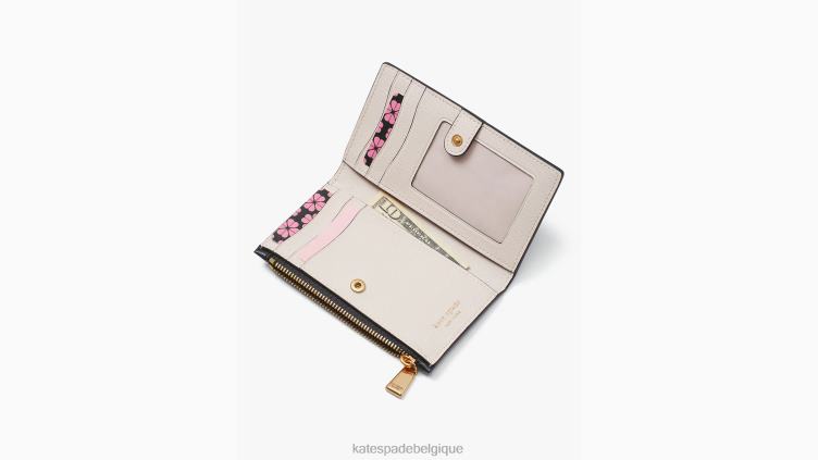 Morgan - Petit portefeuille fin à deux volets aux couleurs contrastées Kate Spade femmes accessoires D8288356 café moka multi