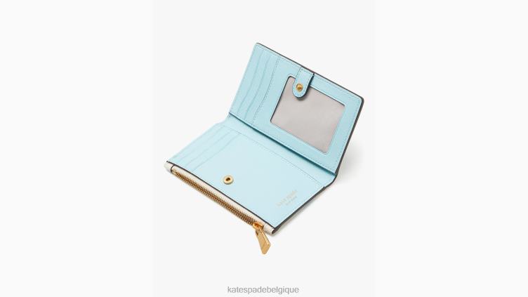 Morgan - Petit portefeuille fin à deux volets embossé coquillage Kate Spade femmes accessoires D8288345 crème multi