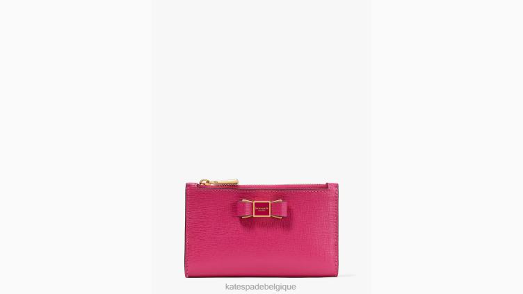 Petit portefeuille à deux volets fin orné d'un nœud Morgan Kate Spade femmes accessoires D8288372 prune rose