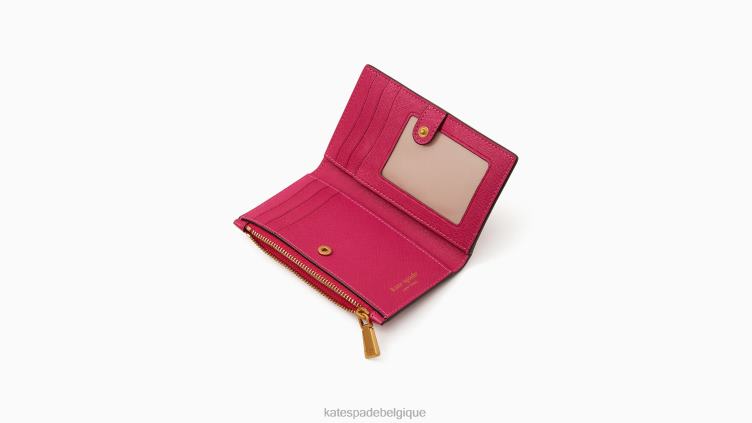Petit portefeuille à deux volets fin orné d'un nœud Morgan Kate Spade femmes accessoires D8288372 prune rose