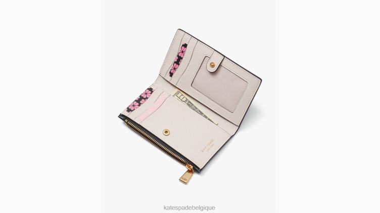 Petit portefeuille à deux volets fin orné d'un nœud Morgan Kate Spade femmes accessoires D8288372 prune rose