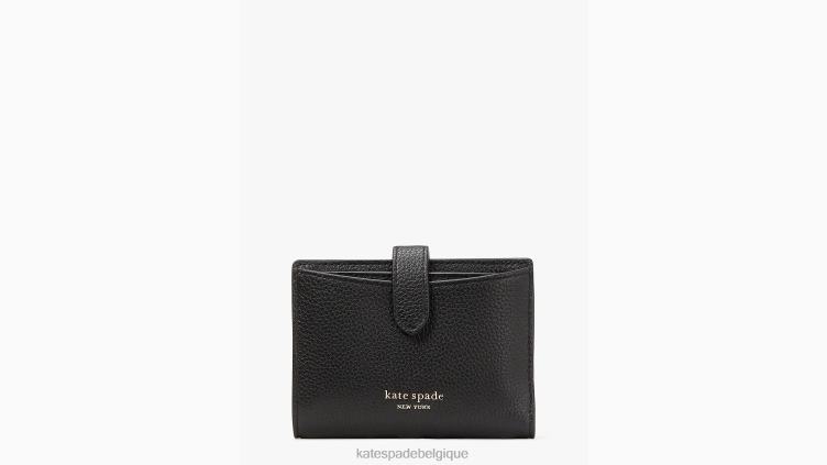 petit portefeuille à deux volets Hudson Kate Spade femmes accessoires D8288354 noir