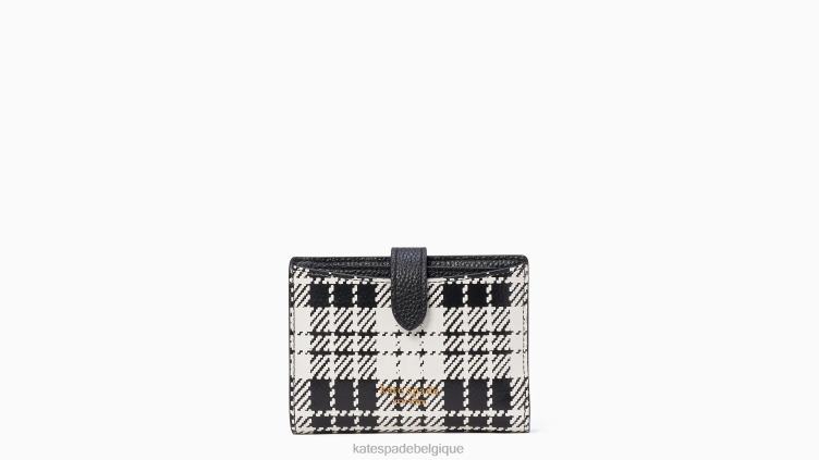 petit portefeuille à deux volets à carreaux Hudson Posh Kate Spade femmes accessoires D8288472 noir multicolore