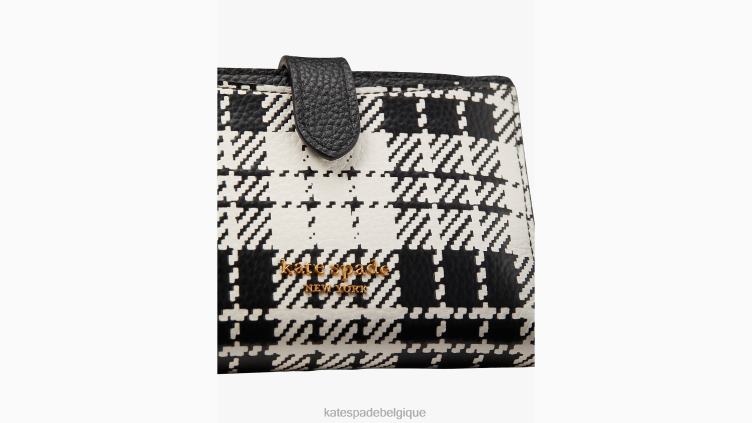 petit portefeuille à deux volets à carreaux Hudson Posh Kate Spade femmes accessoires D8288472 noir multicolore