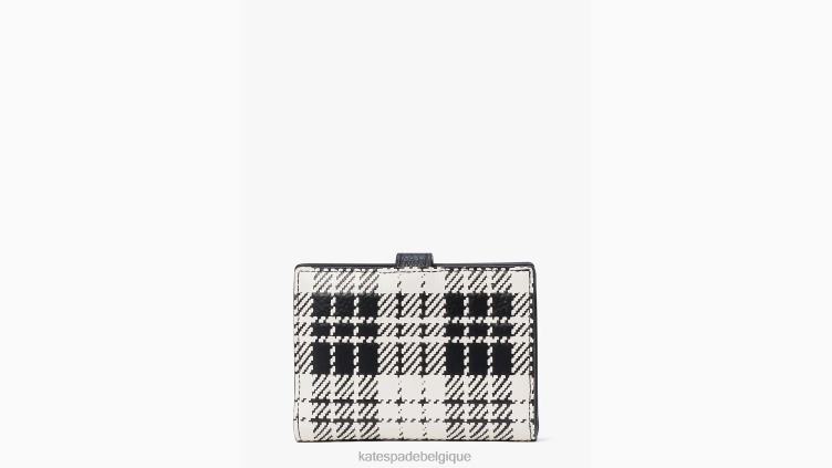 petit portefeuille à deux volets à carreaux Hudson Posh Kate Spade femmes accessoires D8288472 noir multicolore