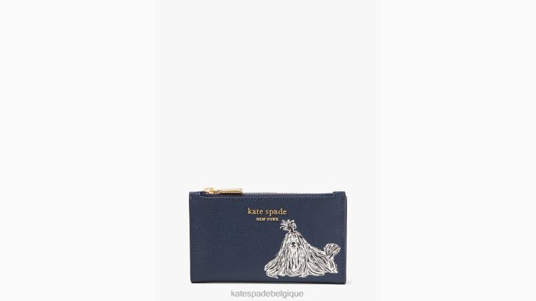 petit portefeuille à deux volets mince à relief hirsute Kate Spade femmes accessoires D8288387 blazer bleu multicolore