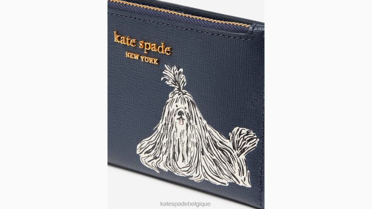 petit portefeuille à deux volets mince à relief hirsute Kate Spade femmes accessoires D8288387 blazer bleu multicolore