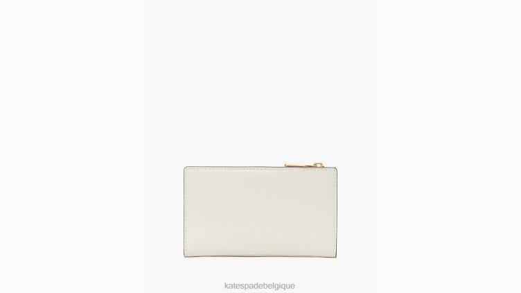 petit portefeuille mince à deux volets avec applique en forme de goutte de citron Kate Spade femmes accessoires D8288382 halo blanc multi