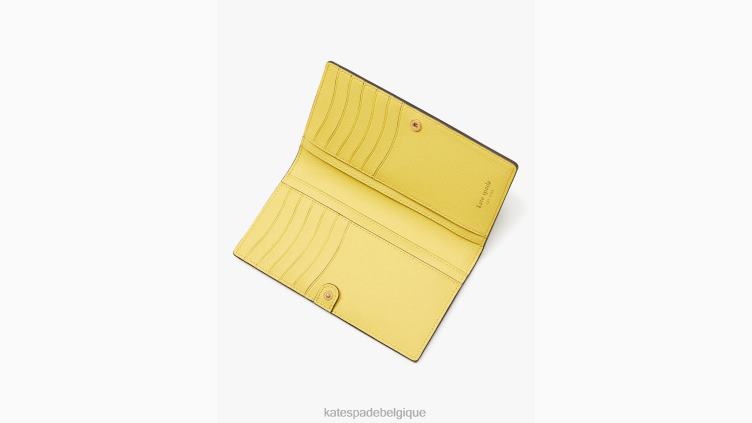portefeuille mince à deux volets en relief Morgan Lemon Toss Kate Spade femmes accessoires D8288448 parchemin multi