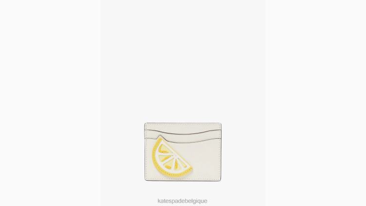 porte-cartes à appliqué goutte de citron Kate Spade femmes accessoires D8288399 halo blanc multi