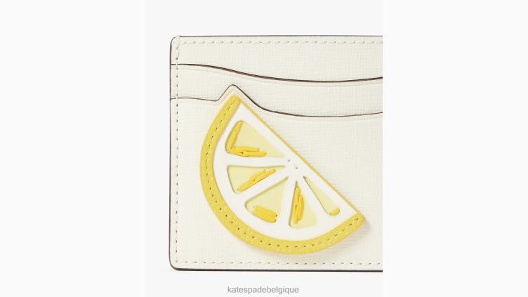 porte-cartes à appliqué goutte de citron Kate Spade femmes accessoires D8288399 halo blanc multi