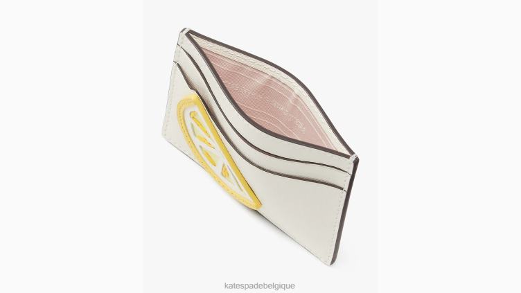 porte-cartes à appliqué goutte de citron Kate Spade femmes accessoires D8288399 halo blanc multi