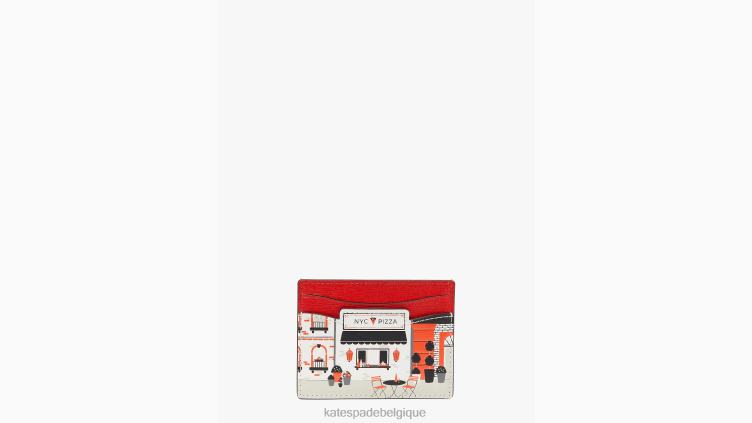 porte-cartes en cuir embossé Slice Kate Spade femmes accessoires D8288418 rouge vif multicolore