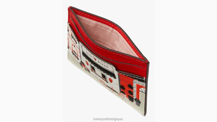 porte-cartes en cuir embossé Slice Kate Spade femmes accessoires D8288418 rouge vif multicolore