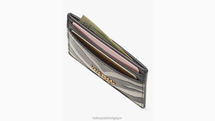 porte-cartes morgan embossé zèbre Kate Spade femmes accessoires D8288473 noir multicolore