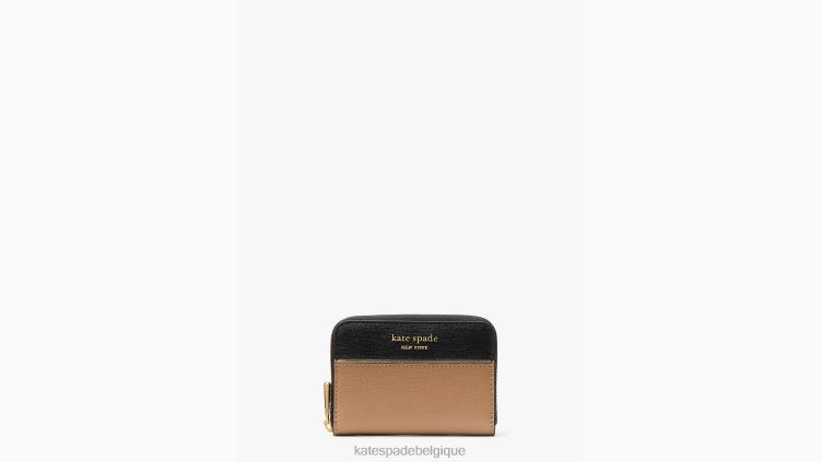 porte-cartes zippé Morgan à couleurs contrastées Kate Spade femmes accessoires D8288451 café moka multi