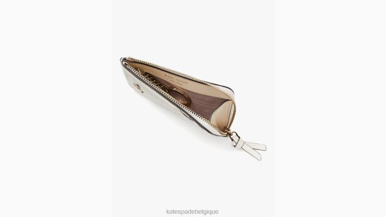 porte-cartes zippé à nœud Kate Spade femmes accessoires D8288467 crème