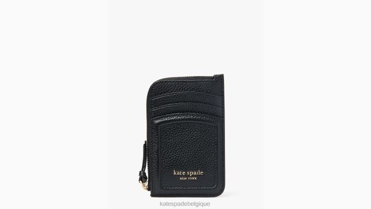 porte-cartes zippé à nœud Kate Spade femmes accessoires D8288468 noir