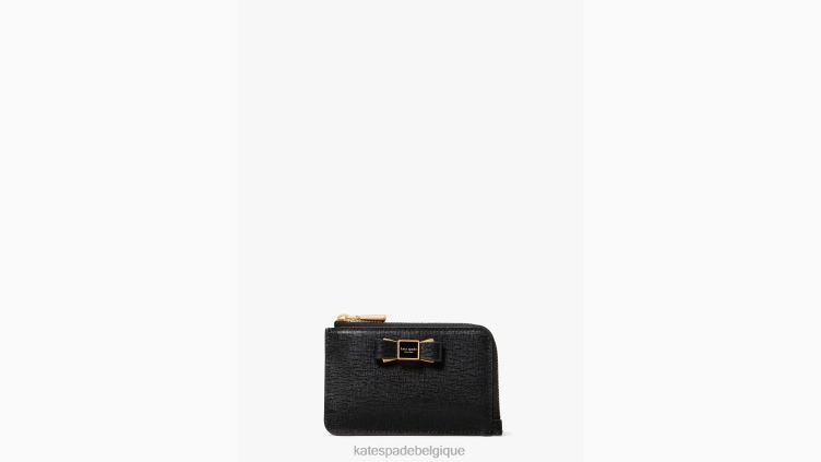 porte-cartes zippé orné d'un nœud morgan Kate Spade femmes accessoires D8288461 noir