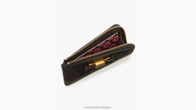 porte-cartes zippé orné d'un nœud morgan Kate Spade femmes accessoires D8288461 noir