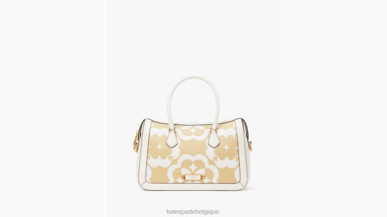 Cartable moyen Gramercy en raphia à monogramme floral Kate Spade femmes accessoires D8288326 crème multi