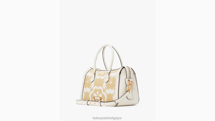 Cartable moyen Gramercy en raphia à monogramme floral Kate Spade femmes accessoires D8288326 crème multi