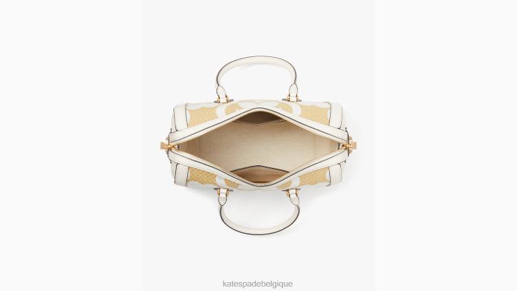 Cartable moyen Gramercy en raphia à monogramme floral Kate Spade femmes accessoires D8288326 crème multi