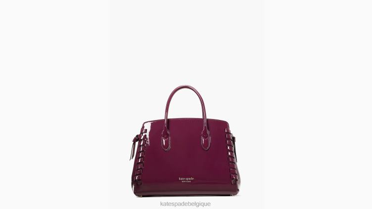 Cartable moyen en cuir verni à surpiqûres Knott Kate Spade femmes accessoires D8288332 Perséphone violet