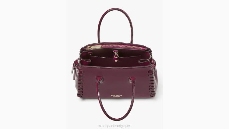 Cartable moyen en cuir verni à surpiqûres Knott Kate Spade femmes accessoires D8288332 Perséphone violet