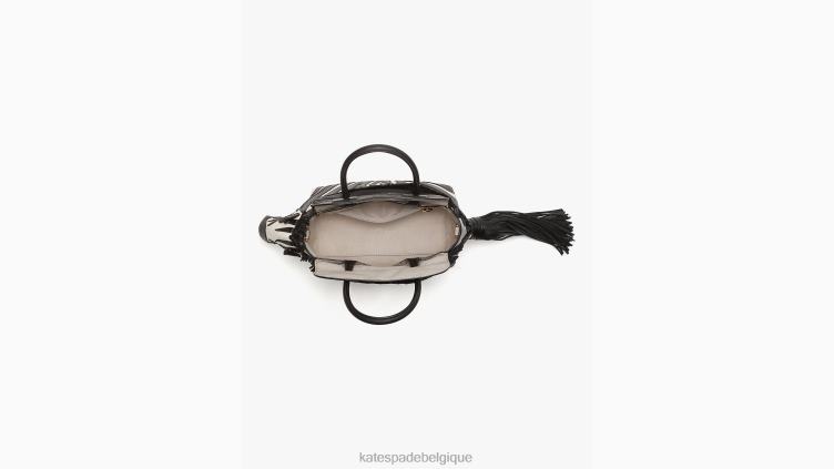 cartable ziggy en cuir lisse 3d zèbre Kate Spade femmes accessoires D8288340 noir multicolore