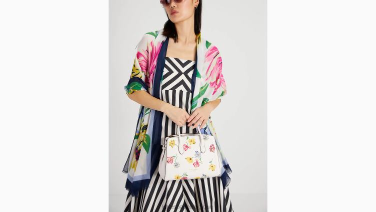 sac à main moyen à motif tulipe gaufré Knott Kate Spade femmes accessoires D8288170 crème multi