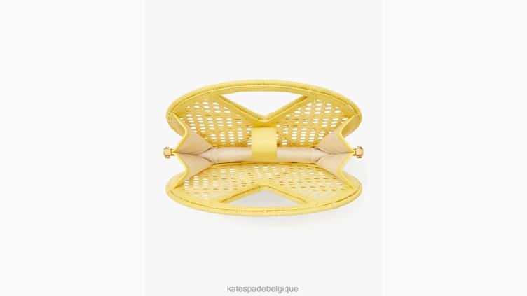 sac à poignée supérieure en raphia Lemon Drop Kate Spade femmes accessoires D8288197 pissenlit jaune multi