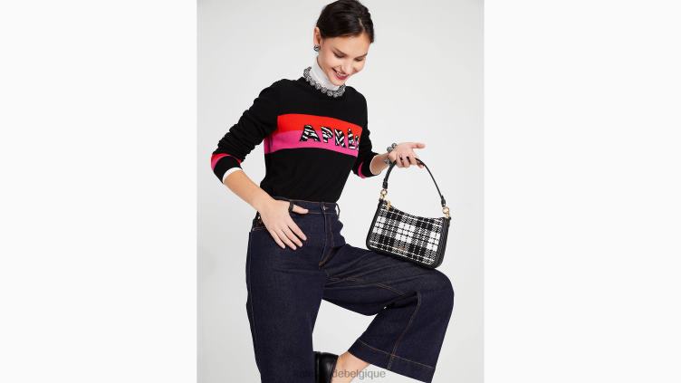 Sac à bandoulière convertible de taille moyenne en jacquard à carreaux Hudson Posh Kate Spade femmes accessoires D8288328 noir multicolore