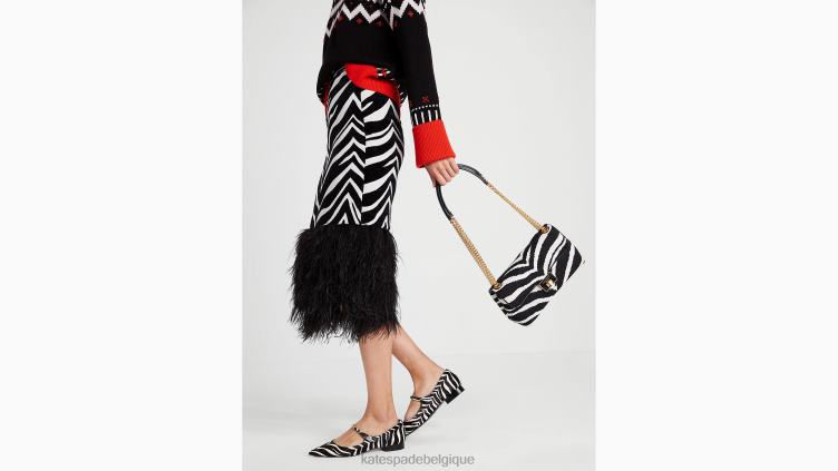 Sac porté épaule convertible de taille moyenne en jacquard boucle zébré Evelyn Kate Spade femmes accessoires D8288330 noir multicolore