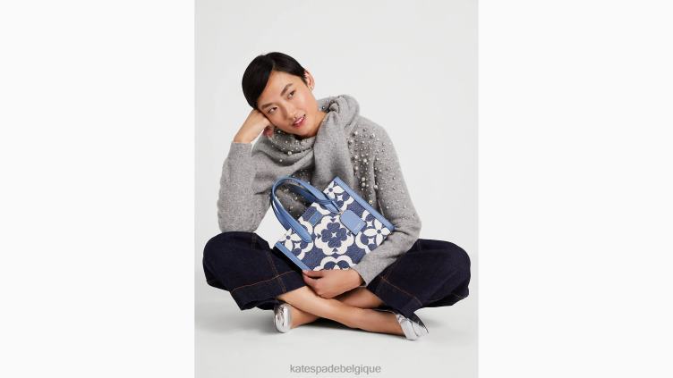 petit fourre-tout en chenille manhattan à monogramme fleuri Kate Spade femmes accessoires D8288266 manta bleu multi